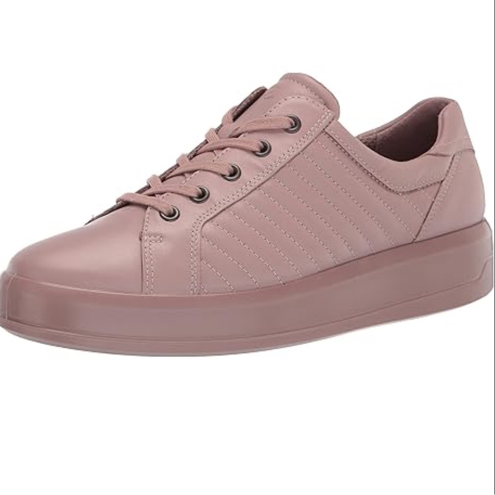 ECCO Soft 9 Size 10-10.5 41 Ii ll Tie Leather Upper Sneaker Quilted Rose Shoe